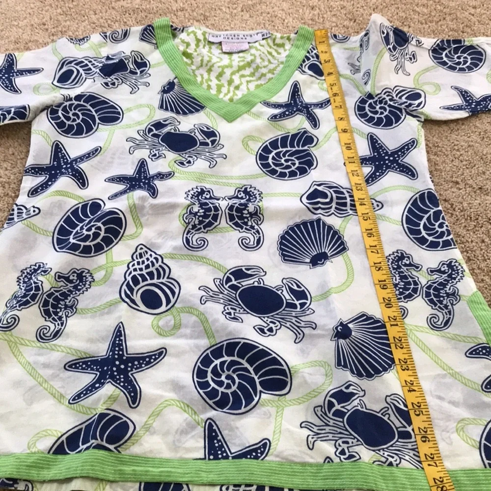 Gretchen Scott designs medium sea life white multi tunic/cover up. - Picture 6 of 8